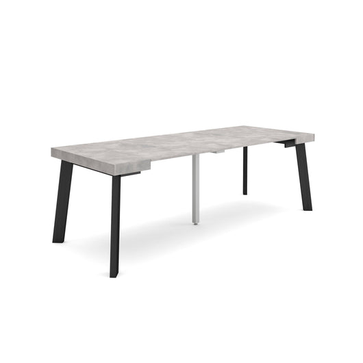Consolle allungabile, 222x90x73cm, Per 10 persone, Gambe in legno, grigio cemento RF3070