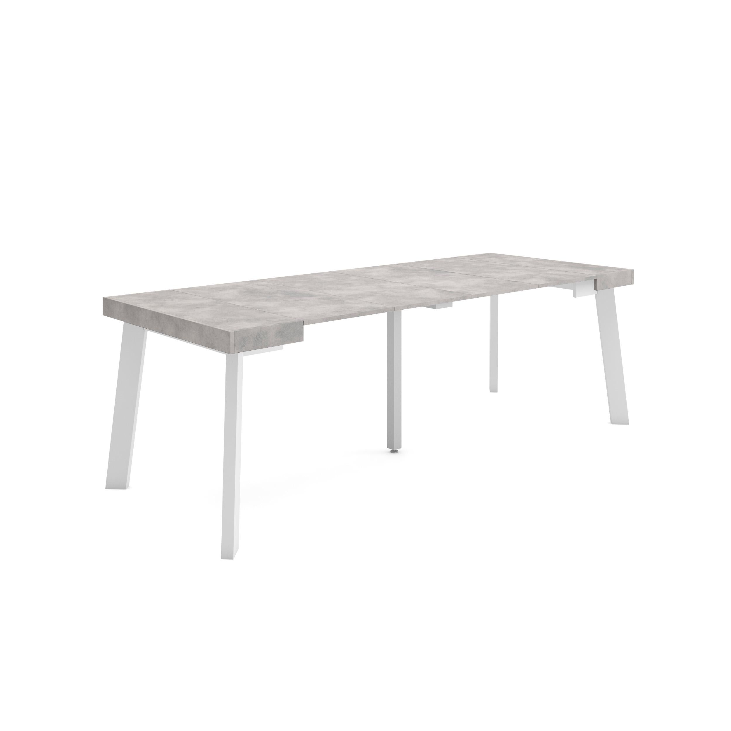 Consolle allungabile, 222x90x73cm, Per 10 persone, Gambe in legno, grigio cemento RF3014
