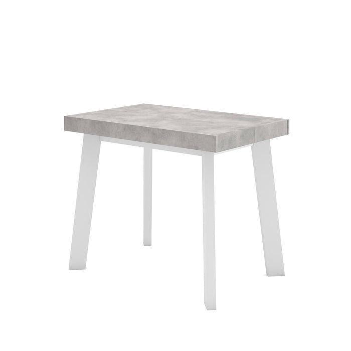 Consolle allungabile, 222x90x73cm, Per 10 persone, Gambe in legno, Bianco e grigio cemento RF3016