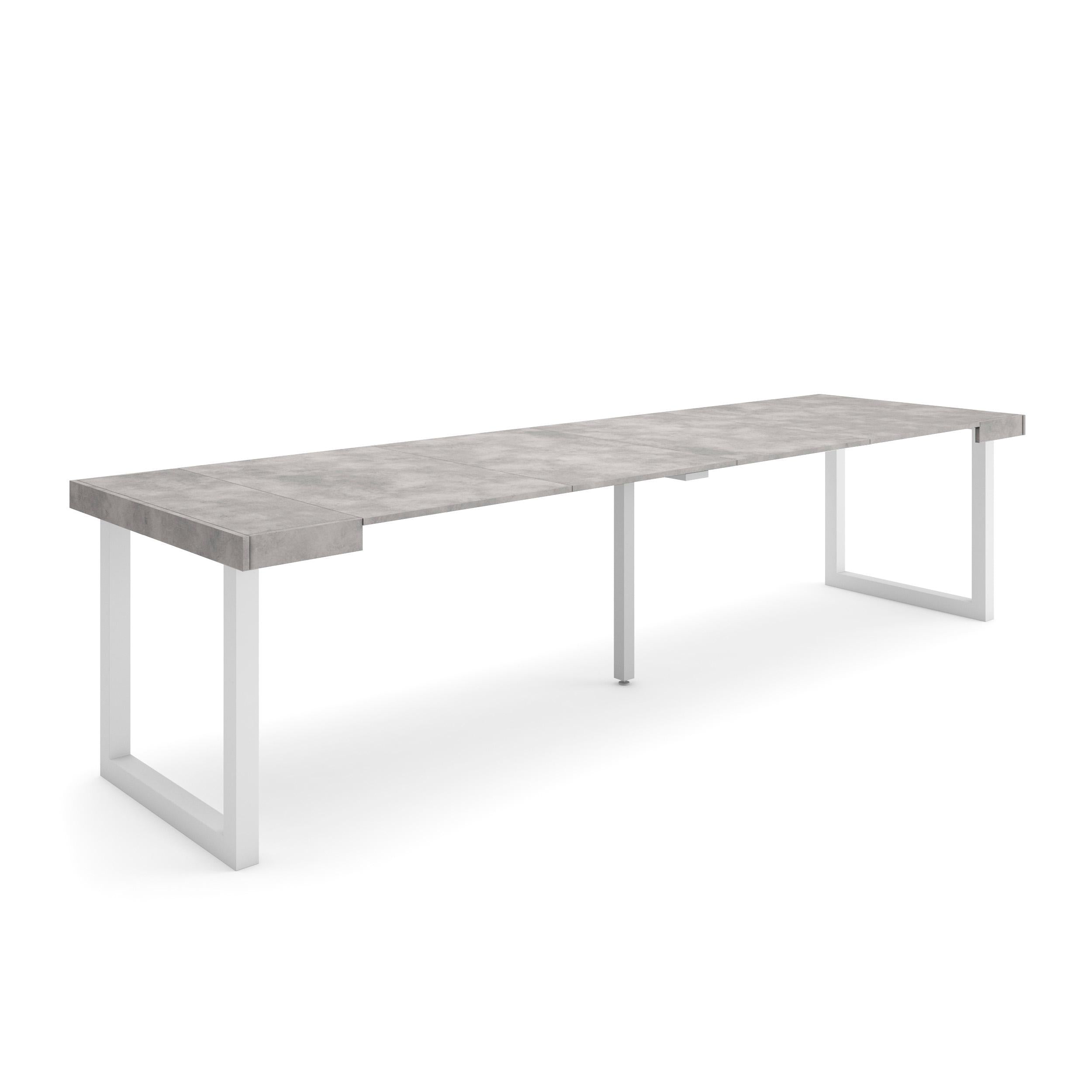 Consolle allungabile, 302x90x73cm, Per 14 persone, Gambe in legno, grigio cemento RF2964