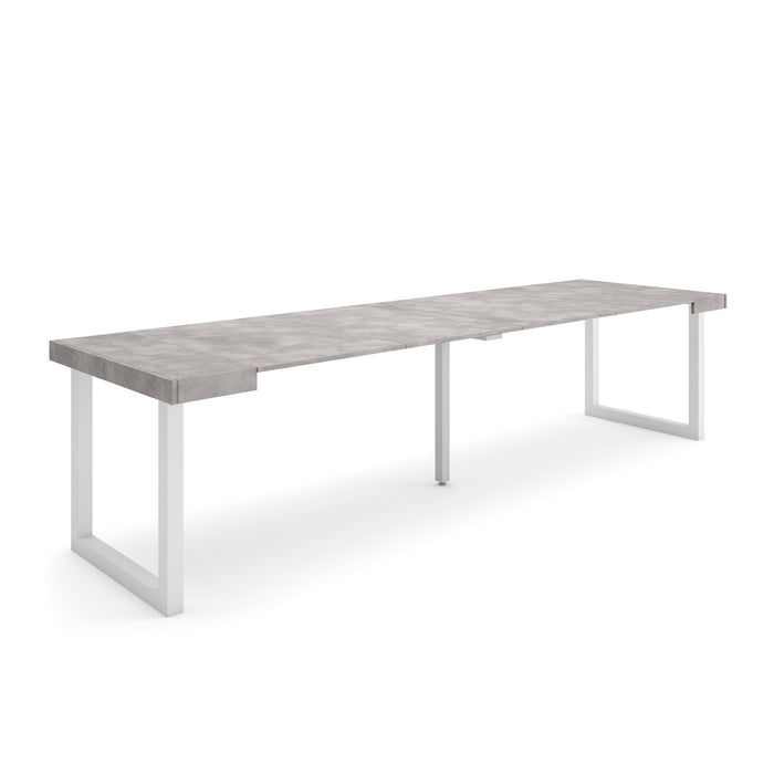 Consolle allungabile, 302x90x73cm, Per 14 persone, Gambe in legno, grigio cemento RF2964