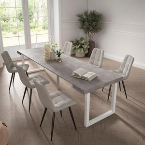 Consolle allungabile, 302x90x73cm, Per 14 persone, Gambe in legno, grigio cemento RF2964