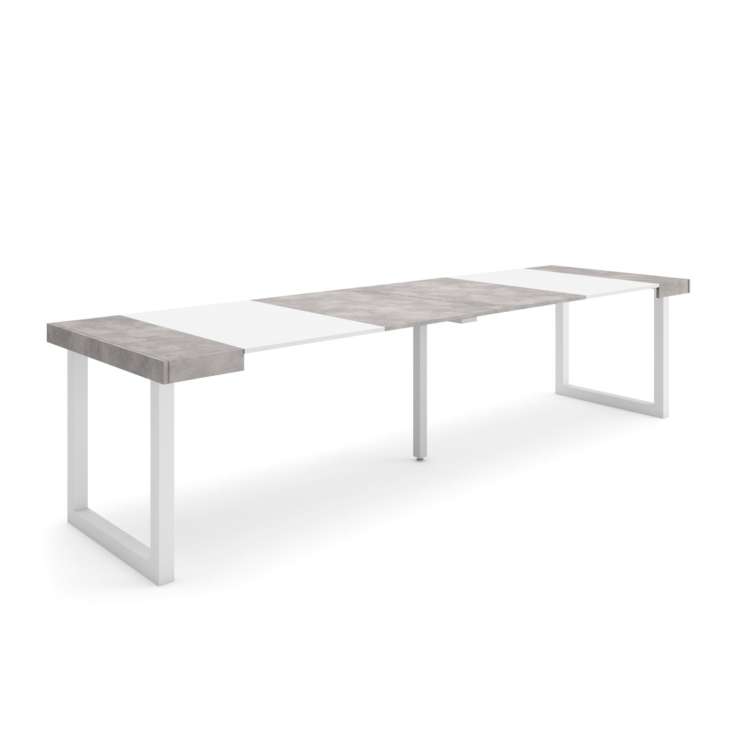 Consolle allungabile, 302x90x73cm, Per 14 persone, Gambe in legno, grigio cemento RF2966