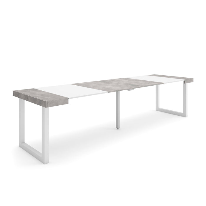 Consolle allungabile, 302x90x73cm, Per 14 persone, Gambe in legno, grigio cemento RF2966