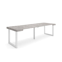 Consolle allungabile, 262x90x73cm, Per 12 persone, Gambe in legno, grigio cemento RF2980