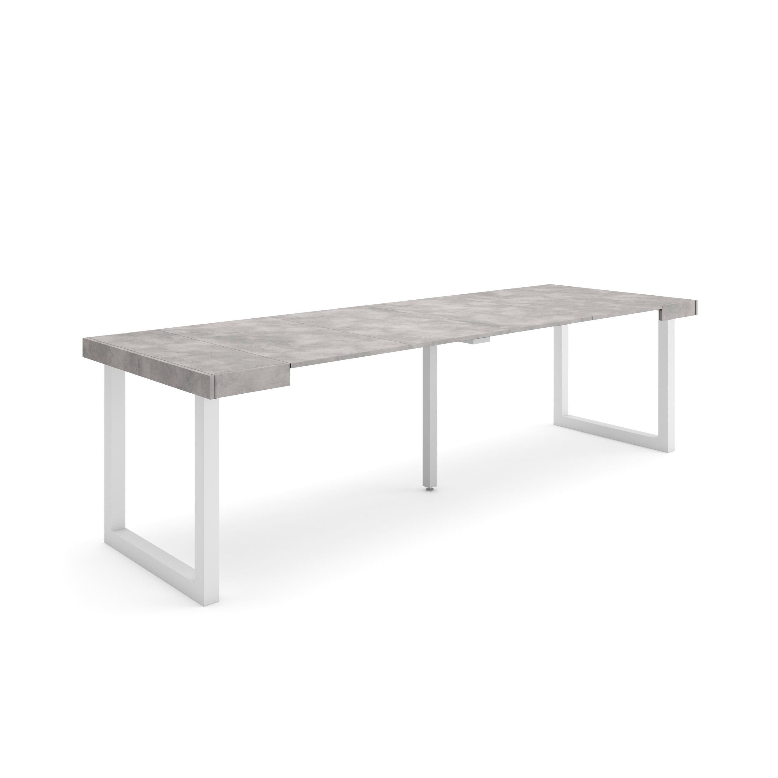 Consolle allungabile, 262x90x73cm, Per 12 persone, Gambe in legno, grigio cemento RF2980
