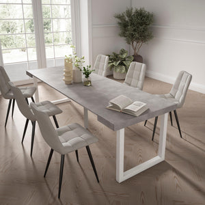 Consolle allungabile, 262x90x73cm, Per 12 persone, Gambe in legno, grigio cemento RF2980