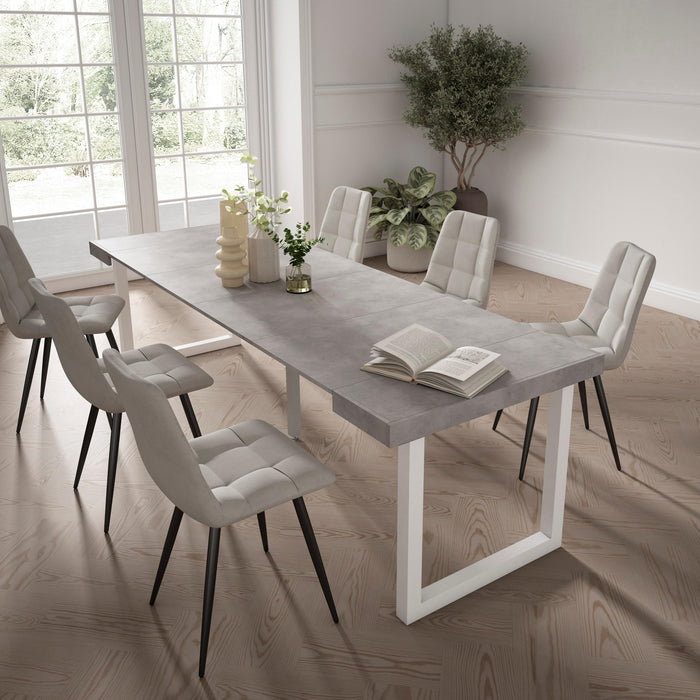 Consolle allungabile, 262x90x73cm, Per 12 persone, Gambe in legno, grigio cemento RF2980