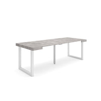 Consolle allungabile, 222x90x73cm, Per 10 persone, Gambe in legno, grigio cemento RF2972