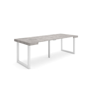 Consolle allungabile, 222x90x73cm, Per 10 persone, Gambe in legno, grigio cemento RF2972
