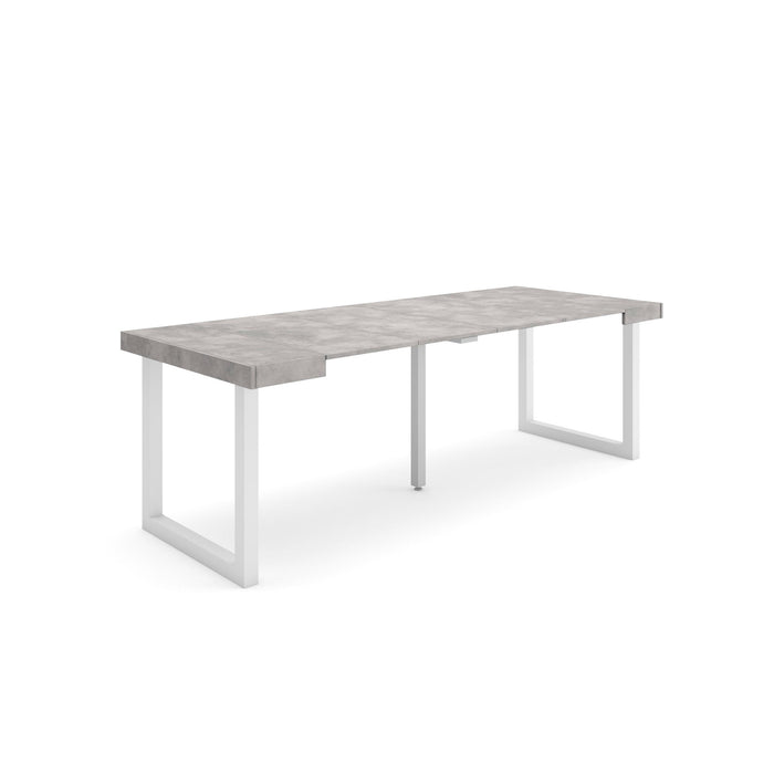 Consolle allungabile, 222x90x73cm, Per 10 persone, Gambe in legno, grigio cemento RF2972