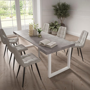 Consolle allungabile, 222x90x73cm, Per 10 persone, Gambe in legno, grigio cemento RF2972