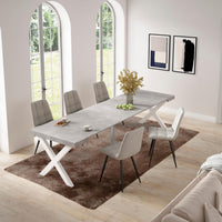 Consolle allungabile, 58 fino 302x90x73cm, Per 14 persone, Gambe in legno, grigio cemento RF2827