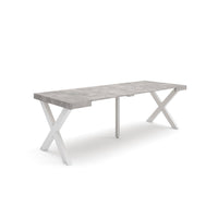 Consolle allungabile, 58 fino 222x90x73cm, Per 10 persone, Gambe in legno, grigio cemento RF2794