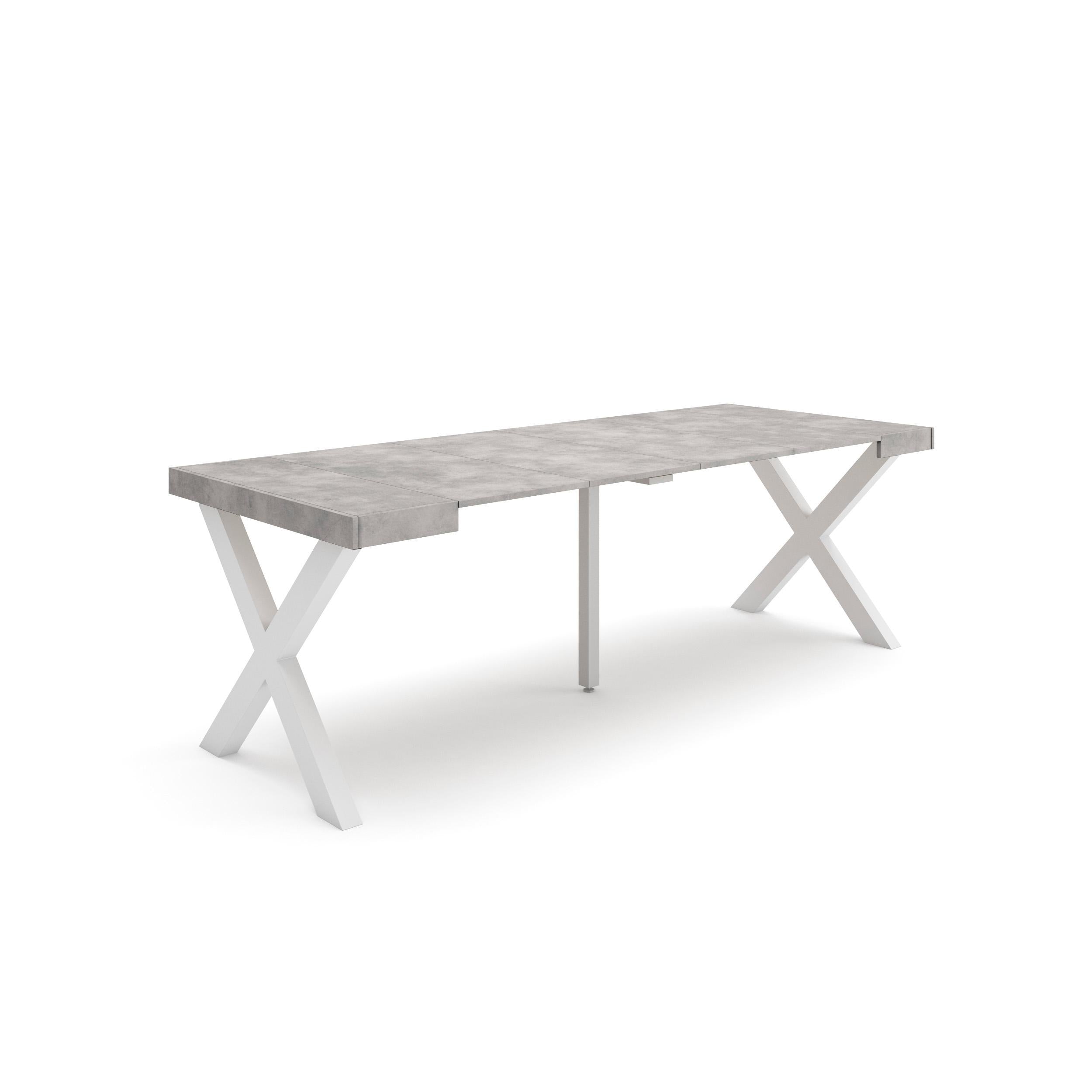 Consolle allungabile, 58 fino 222x90x73cm, Per 10 persone, Gambe in legno, grigio cemento RF2794