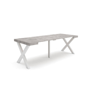 Consolle allungabile, 58 fino 222x90x73cm, Per 10 persone, Gambe in legno, grigio cemento RF2794
