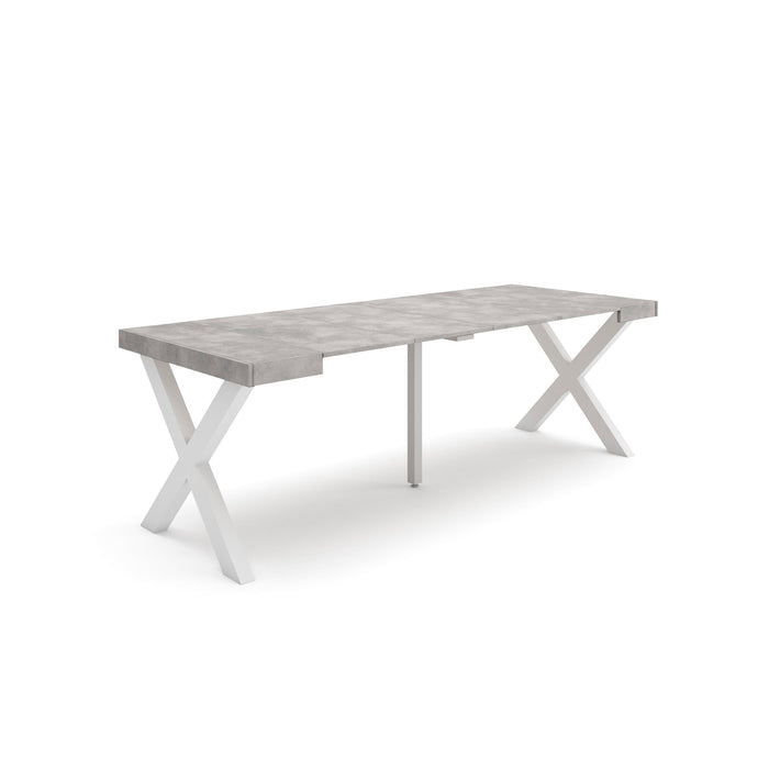 Consolle allungabile, 58 fino 222x90x73cm, Per 10 persone, Gambe in legno, grigio cemento RF2794