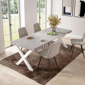 Consolle allungabile, 58 fino 222x90x73cm, Per 10 persone, Gambe in legno, grigio cemento RF2794