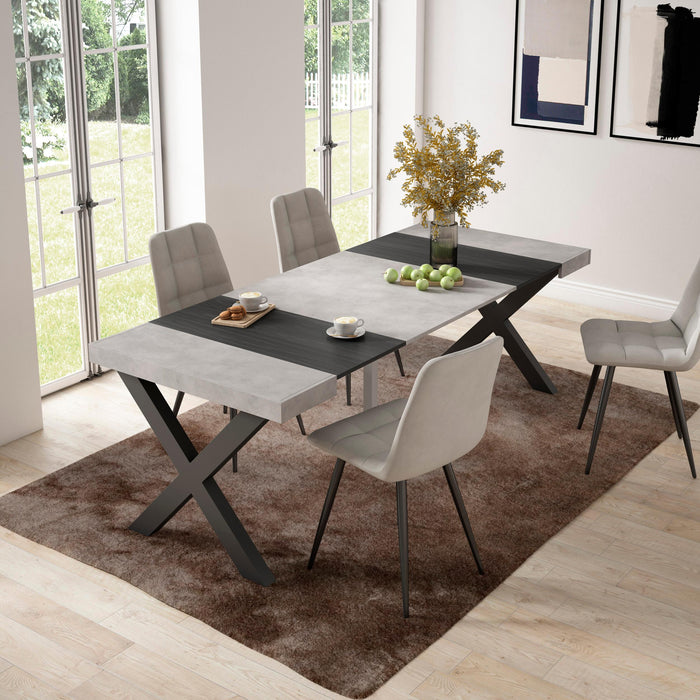 Consolle allungabile, 58 fino 222x90x73cm, Per 10 persone, Gambe in legno, grigio cemento RF2797