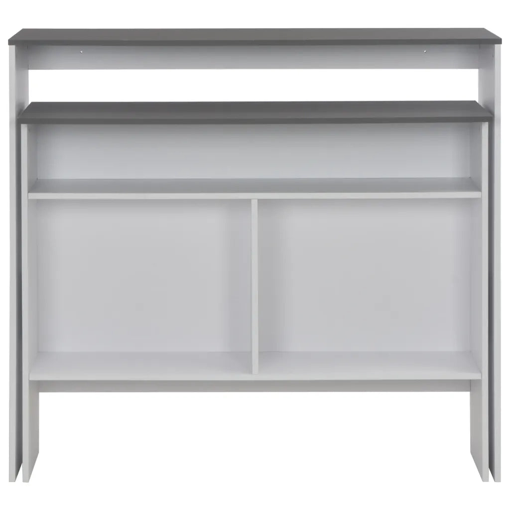 Tavolo Bar con 2 Piani d'Appoggio Bianco e Grigio 130x40x120cm 280221