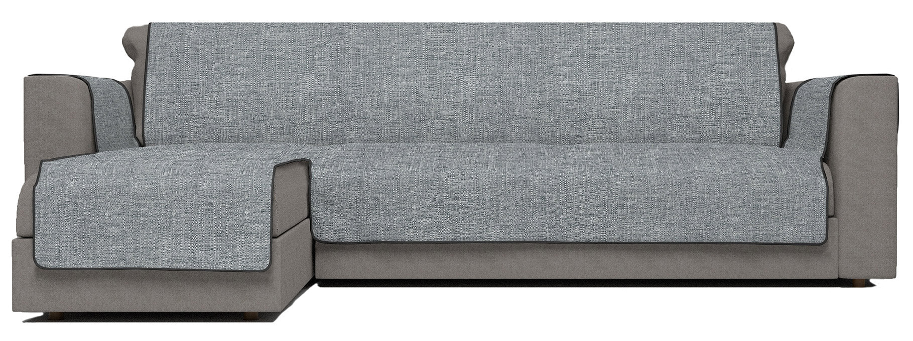 Copridivano con Penisola Sinistra Seduta 290 cm in Poliestere e Cotone Grigio Scuro