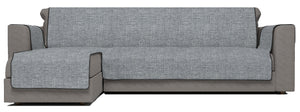 Copridivano con Penisola Sinistra Seduta 290 cm in Poliestere e Cotone Grigio Scuro