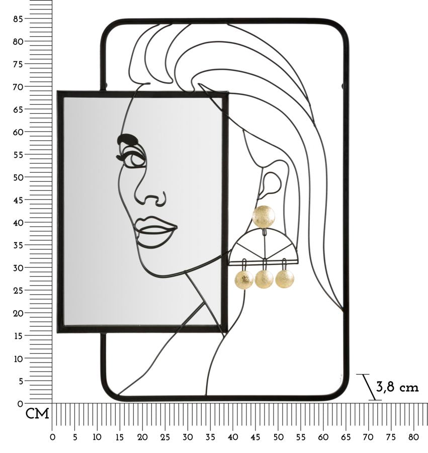 Specchio da muro Eleonor - Eleganza e Stile in Metallo Nero 64,8x3,8x85 cm