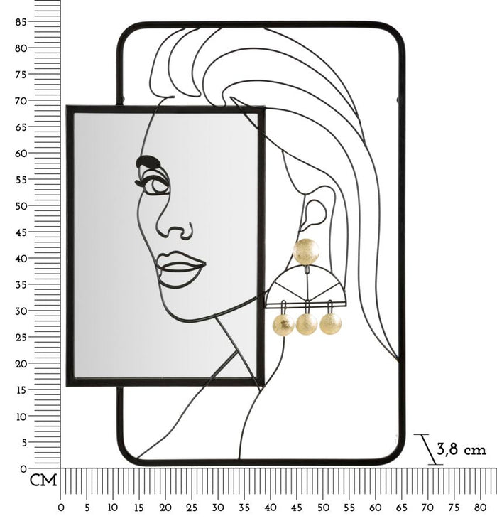 Specchio da muro Eleonor - Eleganza e Stile in Metallo Nero 64,8x3,8x85 cm