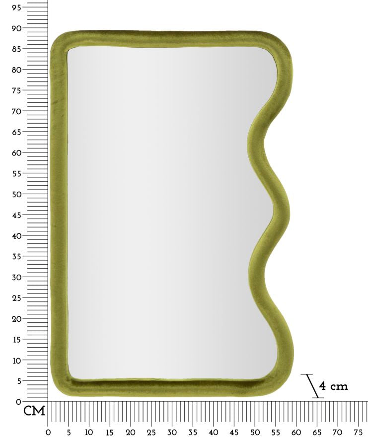 Specchio da Muro in Velluto Verde Design Elegante 60x4x90 cm