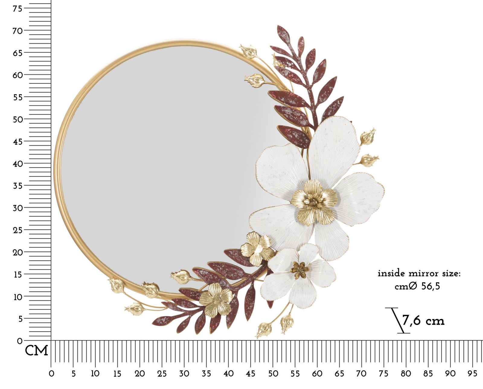 Specchio da parete Flot elegante cm 74,9x7,6x72,4