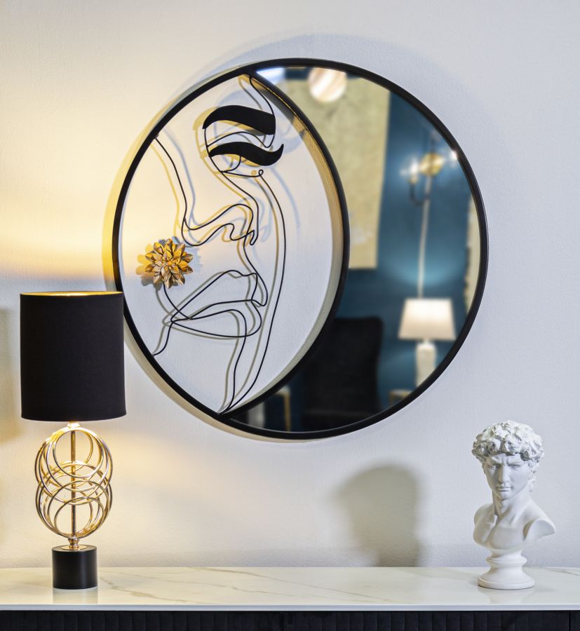 Specchio da parete Melly cm Ø 80x3,8 - Design Cubista e Eleganza Moderna