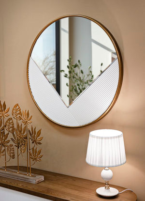 Specchio Murale Elegante Tolosa Ø 80 cm con Cornice in Metallo Dorato