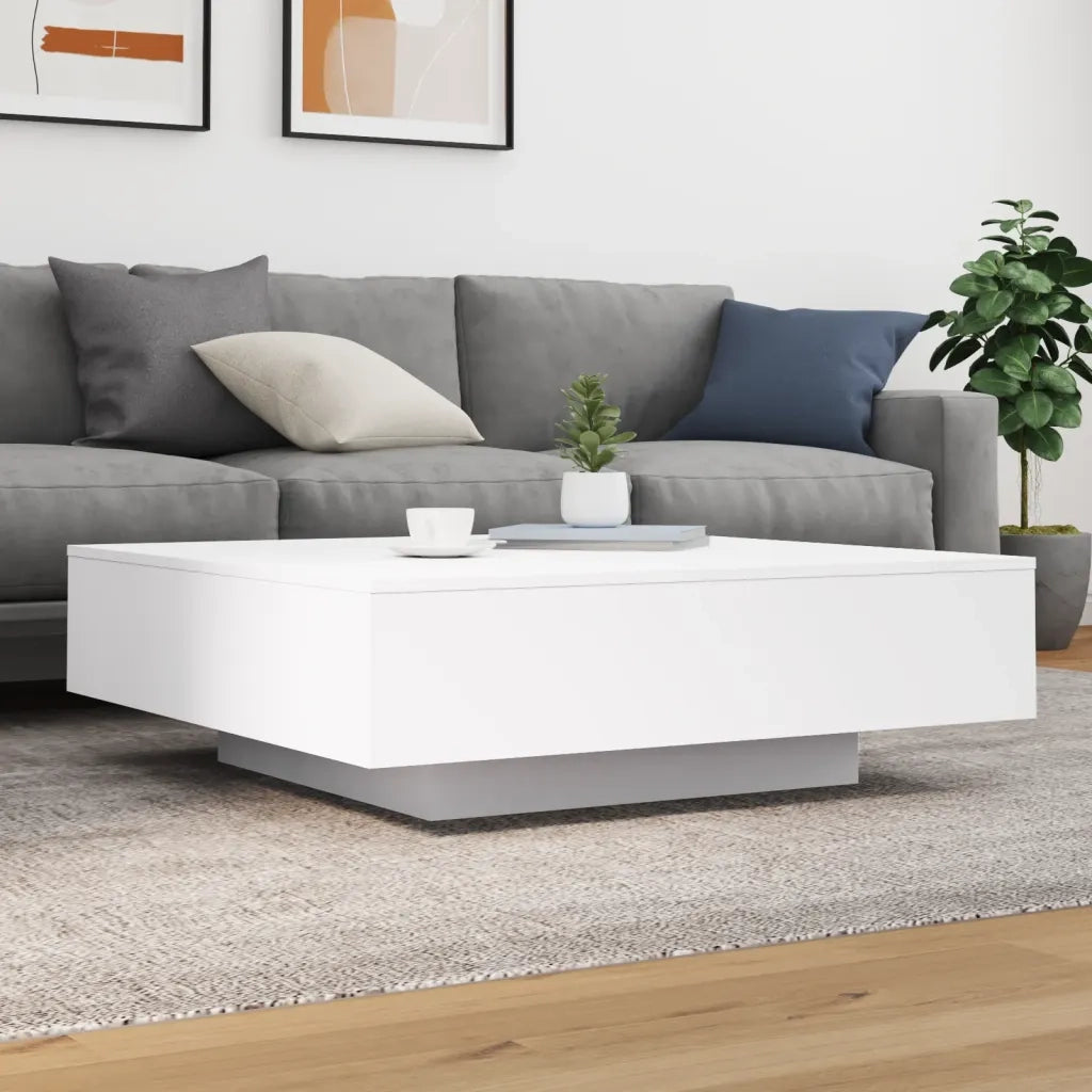 Tavolino da salotto | Tavolino da caff¨¨ | Tavolino da Soggiorno Bianco 100x100x31 cm in Legno Multistrato