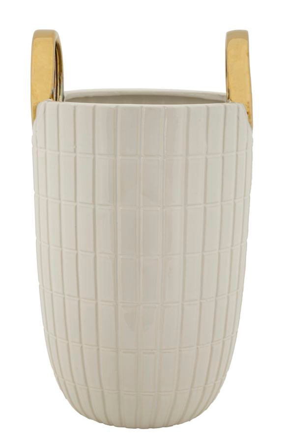 Vaso Elegante in Ceramica con Dettagli Dorati - Ø 18x25 cm