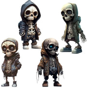 Skeletfiguren in miniatura 4 pezzi decorazione da ufficio per Halloween horror gotica sculture in cera artigianali steampunk per casa ufficio studio