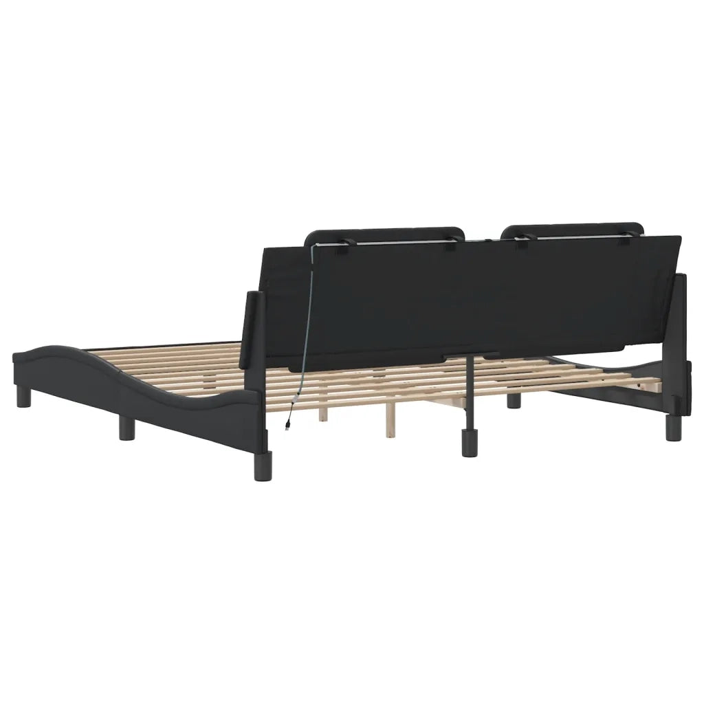 Giroletto con LED senza Materasso-Struttura Letto Zadar Nero 180x200 cm