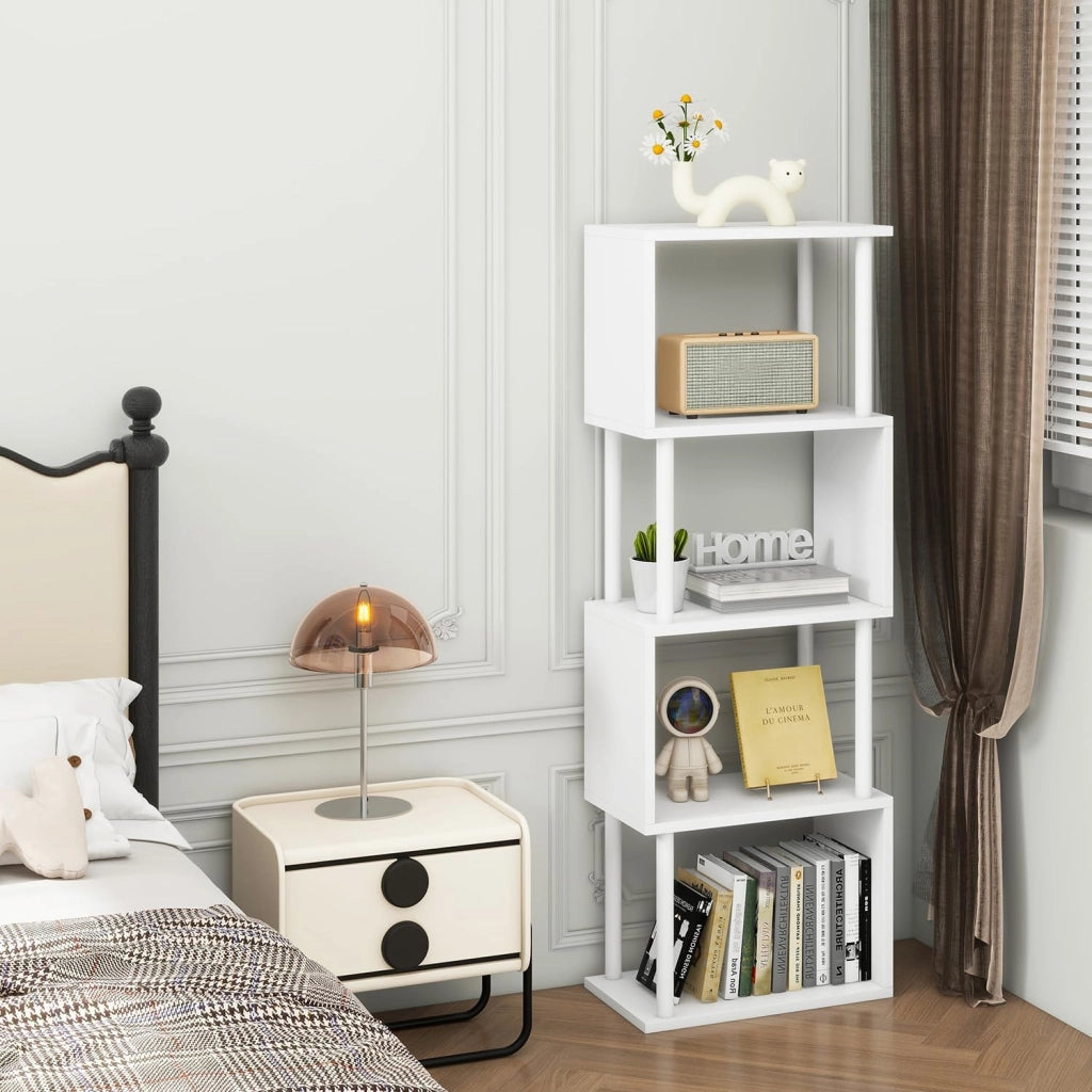 Libreria Scaffale a 5 Livelli, S, Moderno, Scaffali Espositivi in Metallo per Soggiorno, Camera Da Letto, Ufficio, Bianco WBC015W