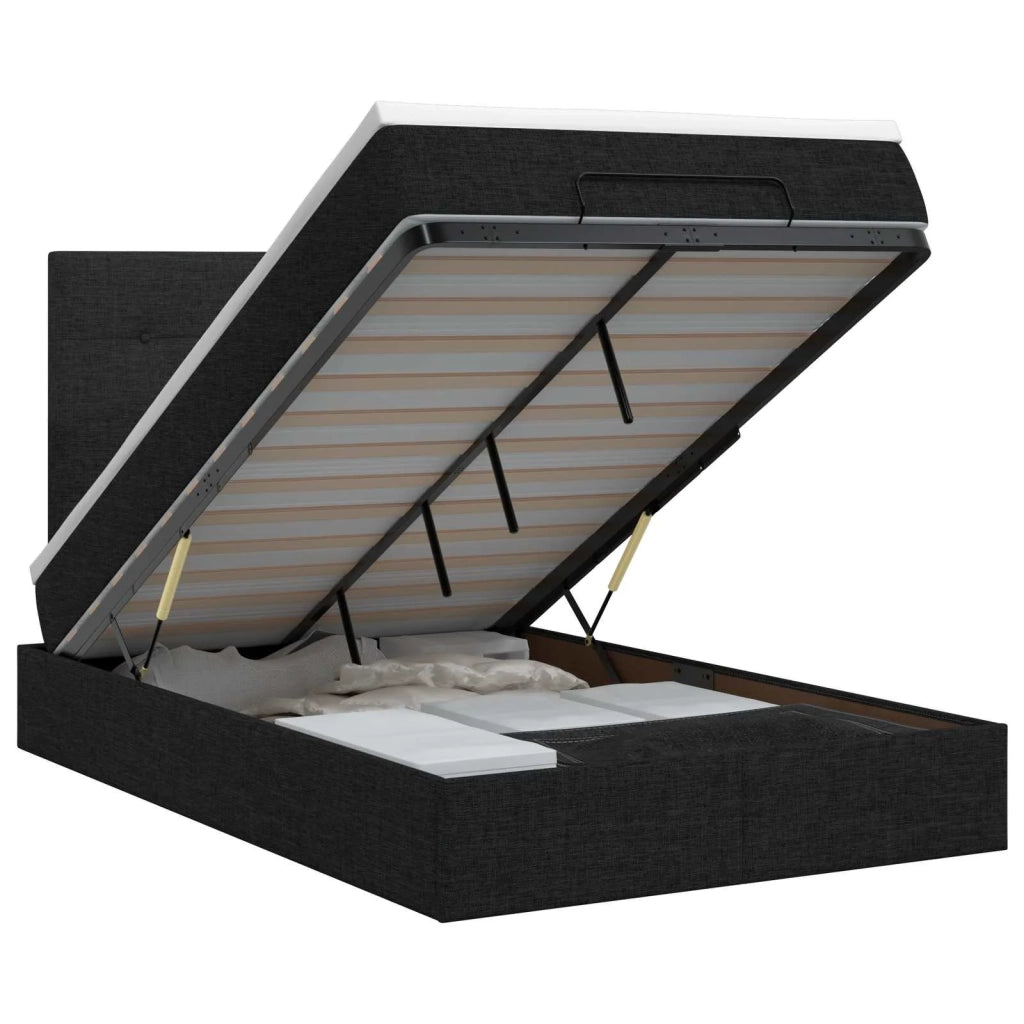 Letto ottomano con materasso Nero 120 x 190 cm Tessuto 3457475