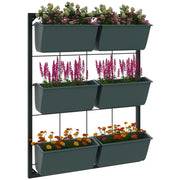 Orto Verticale 3 Livelli con 6 Vasi ¨C zephmum ¨C Acciaio e Plastica Verde 52x14x66cm
