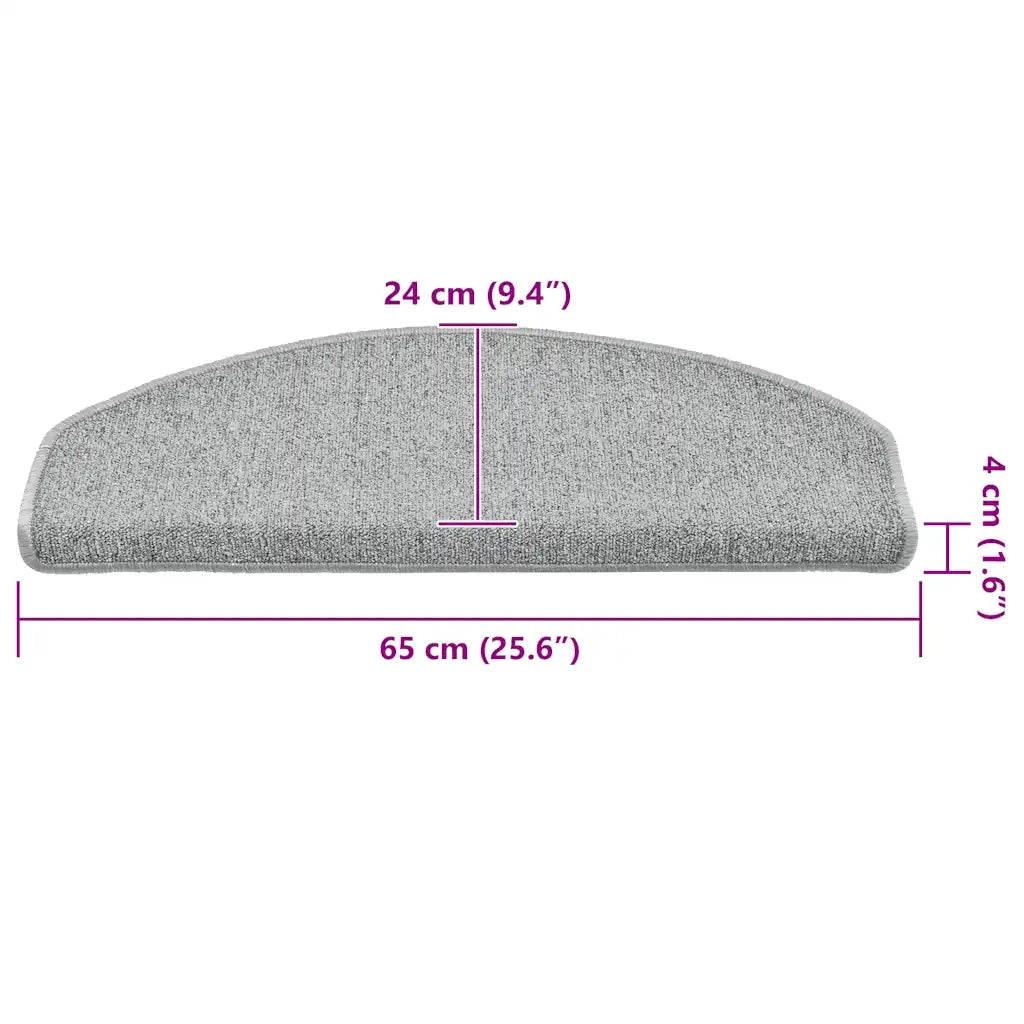 vidaXL Tappetini per scale 30 pz 65x24x4 cm Grigio chiaro Semicircolari Grandi