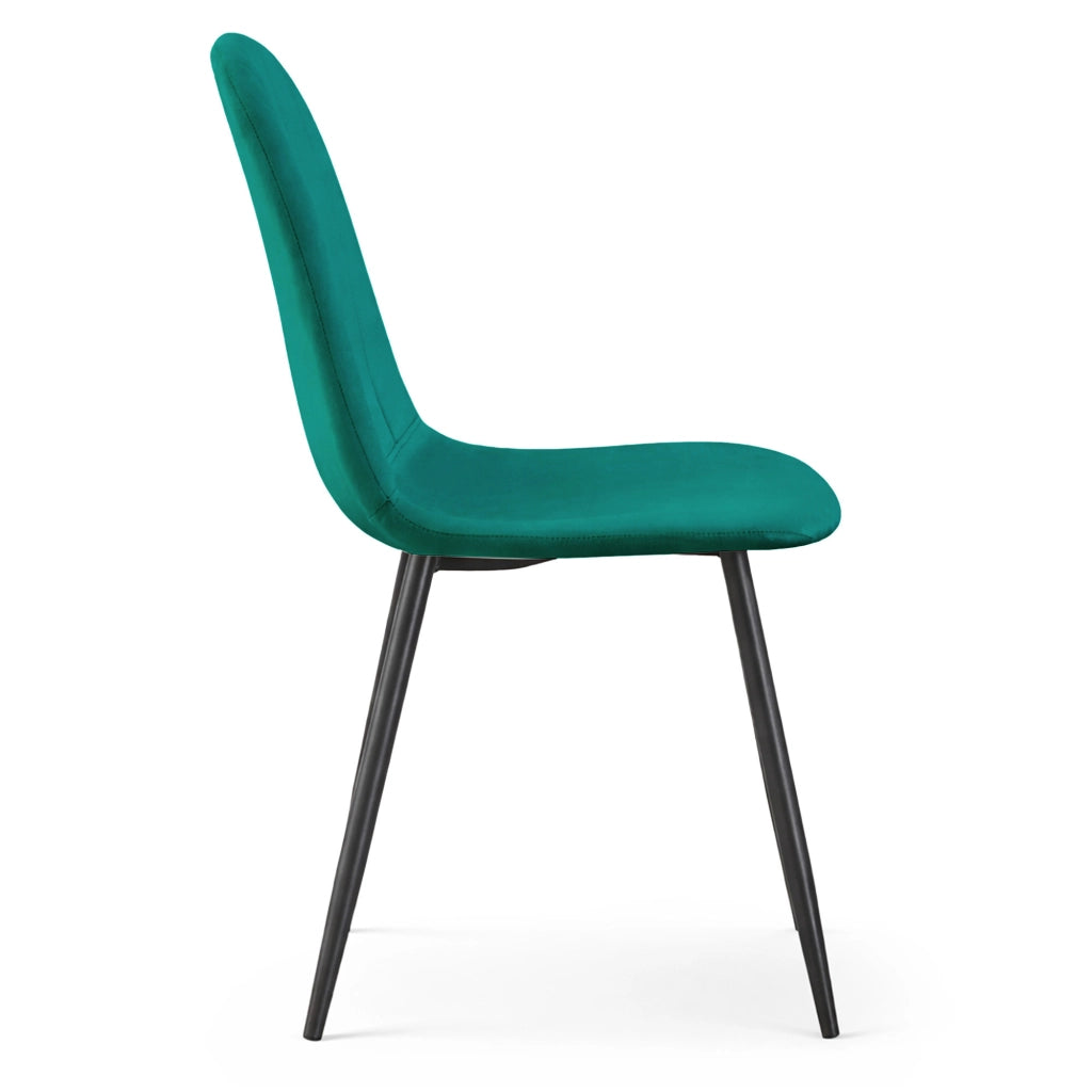 Sedia in velluto trapuntata LUMO Verde Bottiglia gambe nere