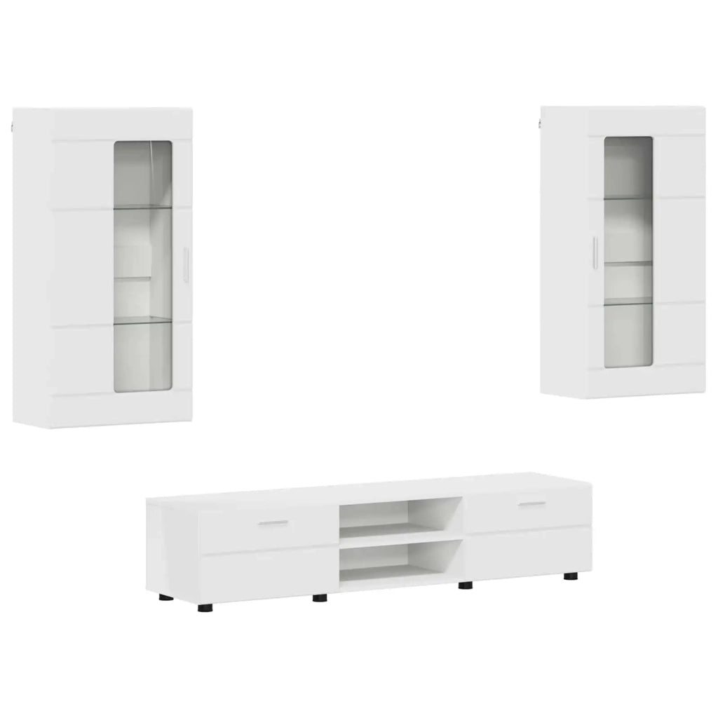 Set mobile TV con porta FLORIN 3 pcs Bianco Legno multistrato 3397924