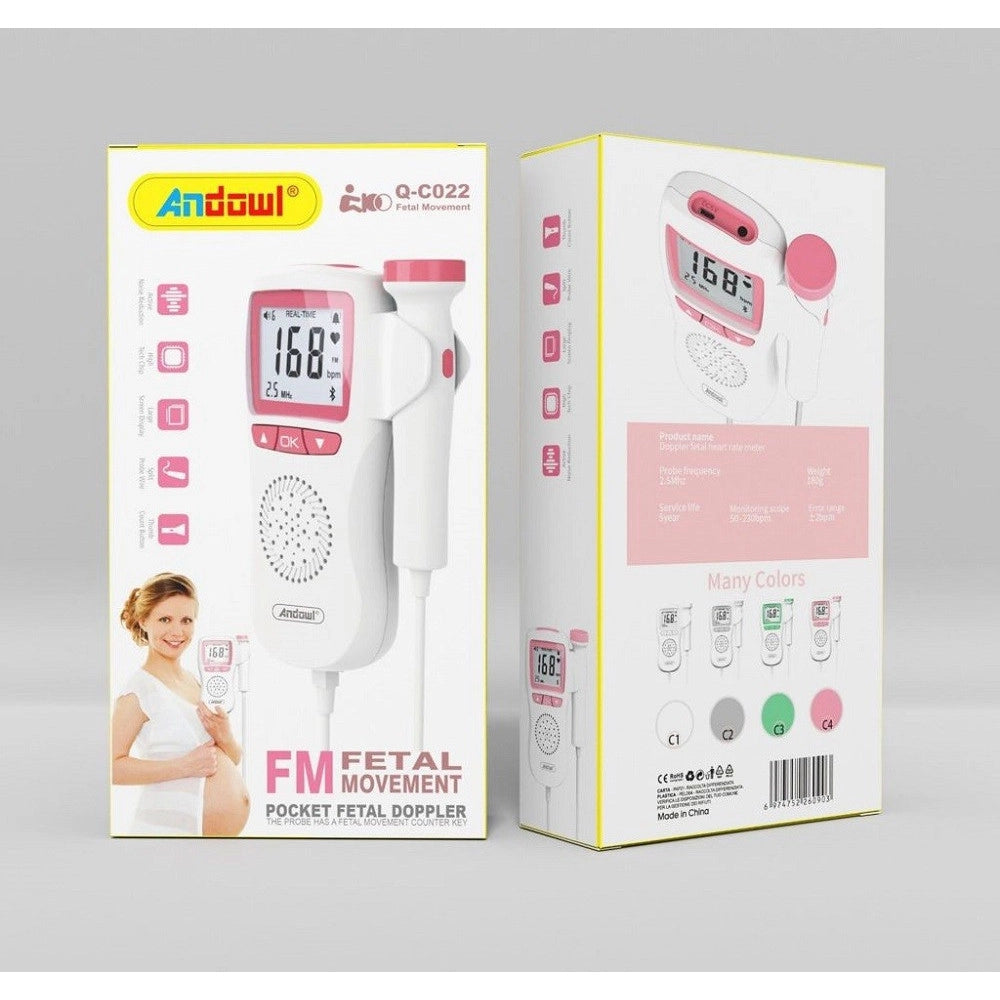 Trade Shop - Monitor Cardiaco Movimento Fetale Doppler Gravidanza Tascabile Q-c022 A Batteria -