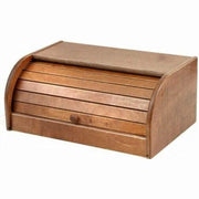 Trade Shop - Cestino Pane In Legno Con Serratura In Noce Scura Di Betulla Durevole 39x25xh17 Cm -