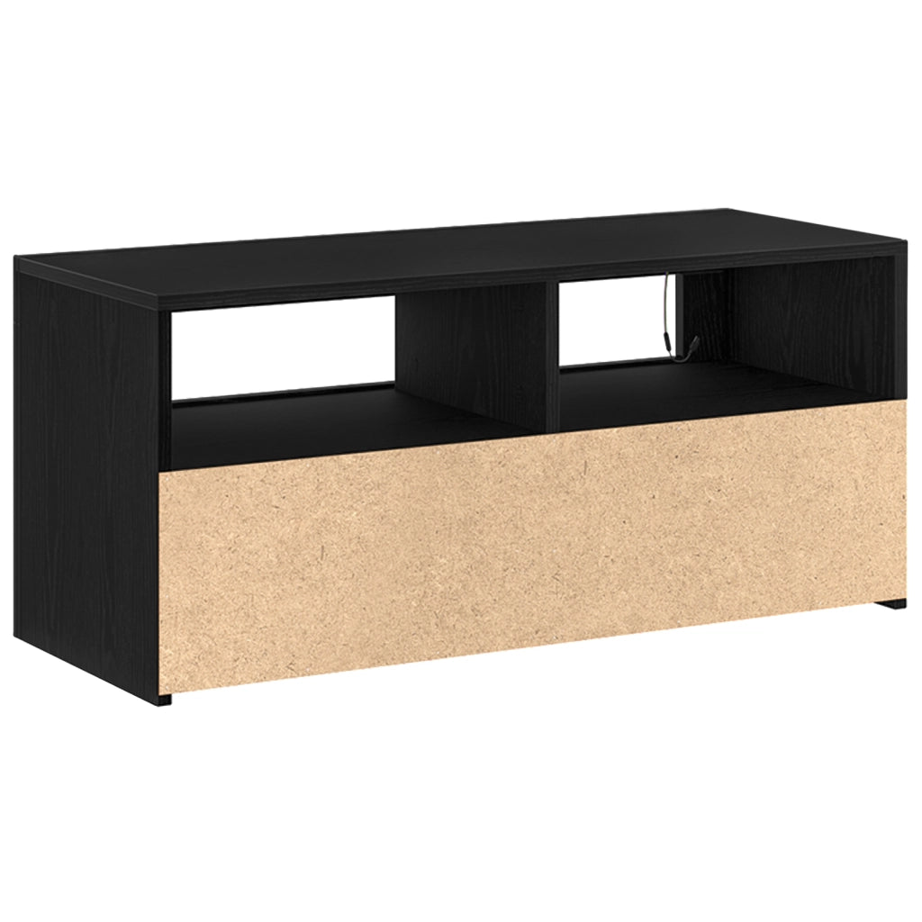 Mobile TV con LED Nero Rovere 90x35x40 cm Legno ingegnerizzato