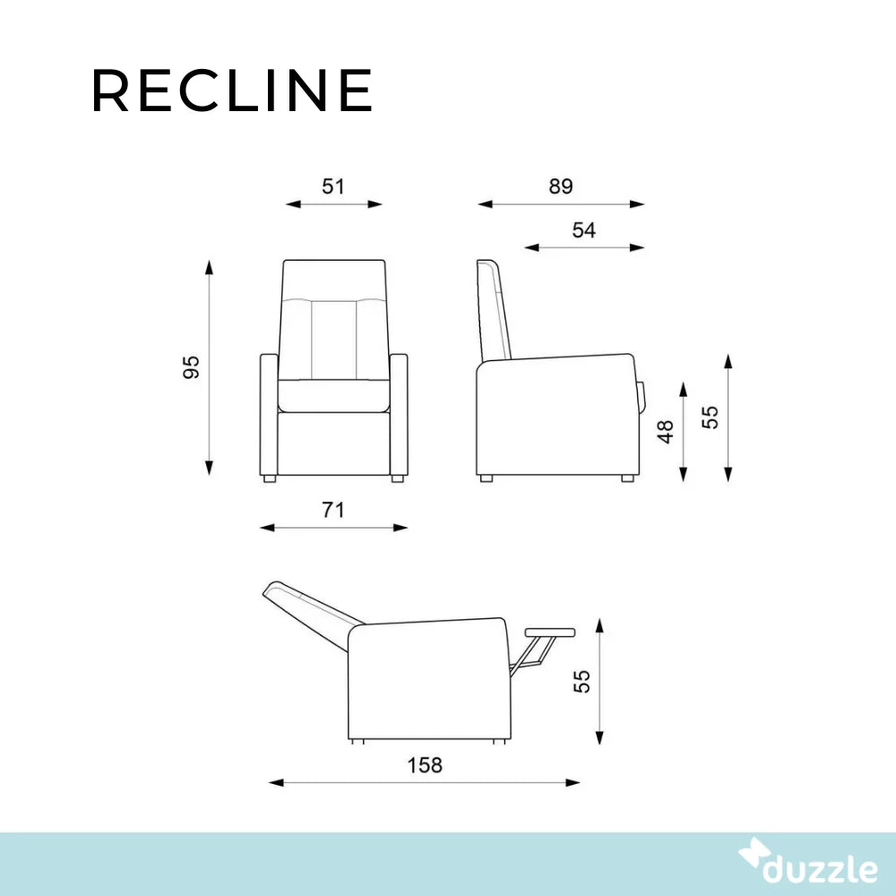 Poltrona reclinabile relax manuale con poggiapiedi Recline in similpelle antracite | Duzzle