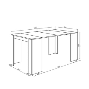 Consolle allungabile, 160x90x77cm, Per 8 persone, Tavolo da pranzo, Nero RF2619