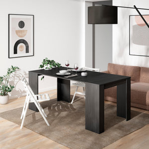 Consolle allungabile, 180x90x77cm, Per 8 persone, Tavolo da pranzo, Nero RF2627