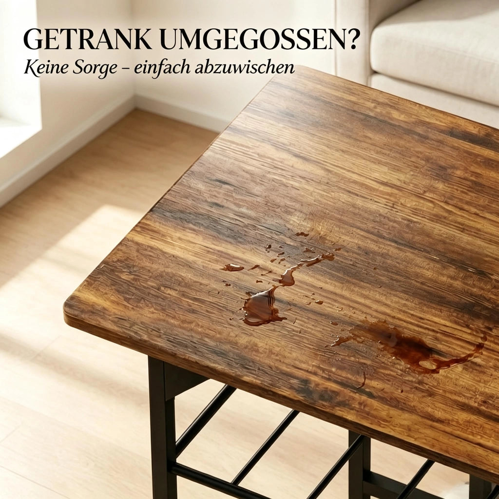 Tavolo da pranzo con 2 sedie e ripiano, stile industriale, per cucina, in metallo e truciolare, 80 × 50 cm