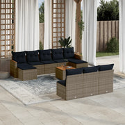 Set Divani da Giardino 11 pz con Cuscini Grigio in Polyrattan 3226397